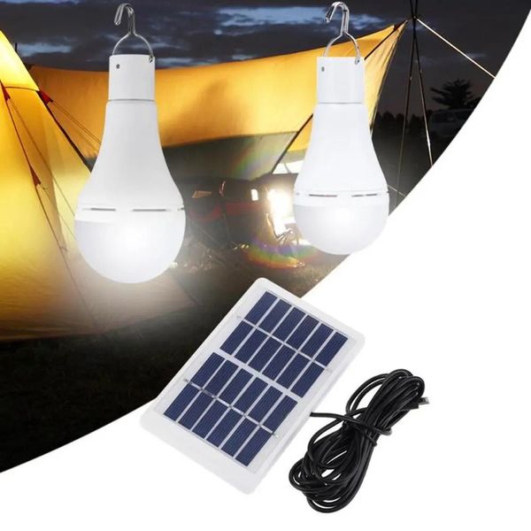Panel solar portátil de 7 W Lámpara de bombilla LED COB recargable para acampar con luz 20 COB para emergencias al aire libre