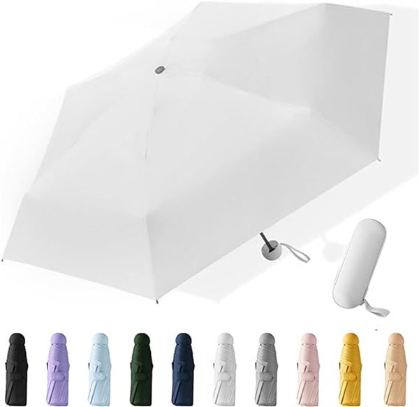 Mini paraguas portátil de 8 costillas, resistente al viento, impermeable, protección anti-UV, 5 paraguas plegables para la lluvia y el sol, sombrilla de viaje ligera para hombres, mujeres y niños, regalo