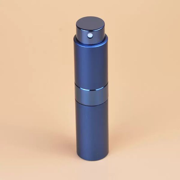 Tragbare 8-ml-Rotationssprühflasche aus eloxiertem Aluminium Sprühparfümflaschen Glas leere Make-up-Parfümröhrchenflasche Hohe Qualität
