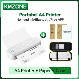 Portable A4 Thermal Imprimante Bluetooth PDF Excel Document Word Impression sans encre Machine Roll Paper pour bureau / travail / maison / école 240426