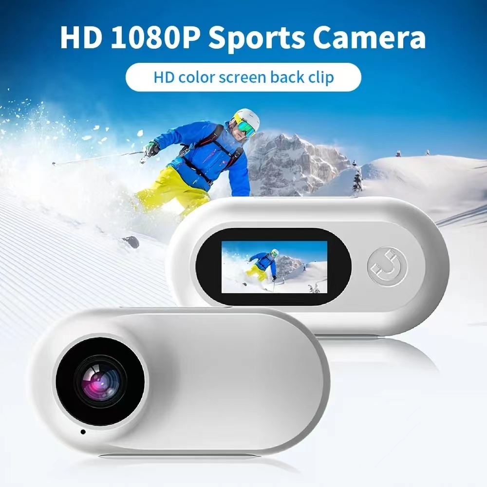 Bärbar actionkamera med 32 GB TF -kort - perfekt för resor, sport och vlogging - väger endast 22 g - inkluderar bärbara kamera -tillbehör och datakabel