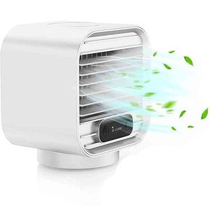 Draagbare airconditioner, persoonlijke luchtkoeler, oplaadbare mini-desktop mobiele koelventilator voor thuis, kamer wit Y220418