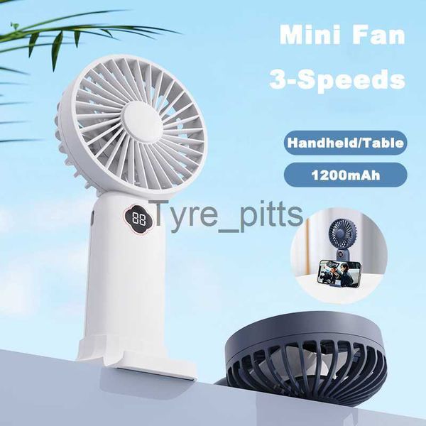 Enfriadores de aire portátiles Mini ventilador de mano Enfriador de aire portátil recargable Ventiladores eléctricos de escritorio silenciosos ajustables de viento de 3 velocidades con pantalla digital HD x0729
