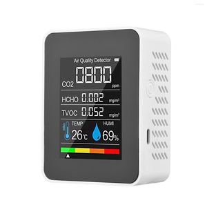 Portable luchtkwaliteit Monitor indoor CO2 Detector 5in1 Formaldehyde Hcho TVOC Tester LCD Temperatuurvochtigheid oplaadbaar