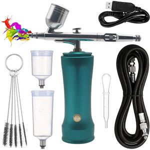 Draagbare Airbrush Kit Met Compressor Mini Draadloze Airbrush Pistool Kit Met Luchtslang Oplaadbare Handheld Airbrush Set Voor Cake Decorating, kunst, Make-up, Nagels,