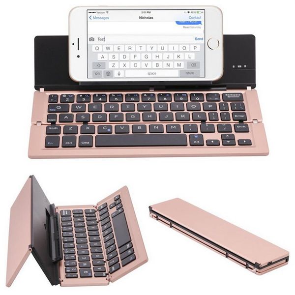 Clavier Blueteeth pliable en aluminium Portable pliable Compatible avec la plupart des tablettes et téléphones intelligents Natural et Small230M