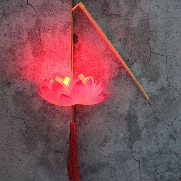 Lampe lumineuse Portable en forme de fleur de Lotus, lanterne scintillante pour fête, cadeau de Festival de la mi-automne, accessoires de danse, 220611