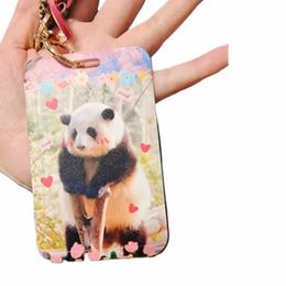 Animal portátil Panda Huahua Tarjeta de identificación de plástico Small Coin Purse Phe Mobile Back Sticker manga E2FB#
