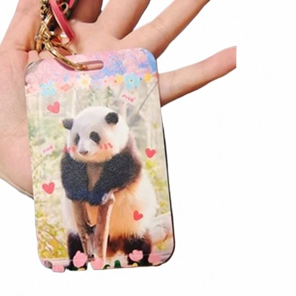 Animal portable Panda Huahua Holder Card Plastique Plastique Small Coin Purse Mobile Phe Back Sticker Sticker E2FB #
