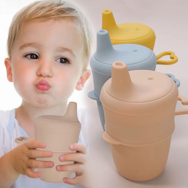 Portable Baby Silicone Water Cup Childrens JUICE FEAKproofing Food Storage Snack Conteneur Afree Soft for Kids 240412