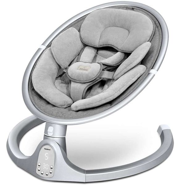 Swing portable pour bébé pour une utilisation intérieure et extérieure - Swing Bluetooth pour nourrissons avec 10 berceuses prédéfinies, ceinture de harnais de 5 points, 5 vitesses et télécommande