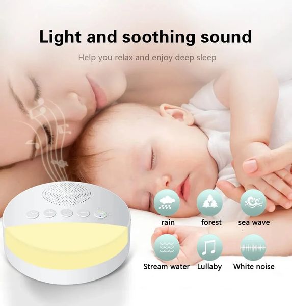 Machine portative à bruit blanc pour bébé, Rechargeable par USB, arrêt temporisé, lecteur sonore de sommeil, veilleuse 240315