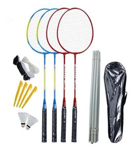 Draagbare badmintonset, 4 rackets met netpaal, eenvoudig te monteren voor strand in de achtertuin Game212o8626414