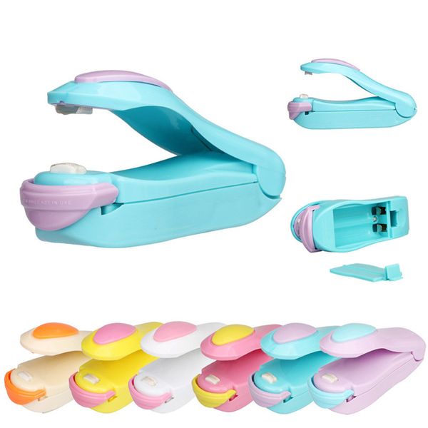 Clips portátiles, Mini máquina de sellado térmico eléctrica de mano, sellador de impulsos, embalaje de sellado, Clip de bolsa de plástico, funciona con batería ST053