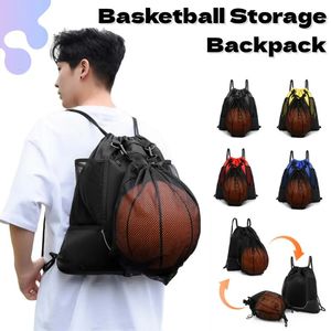 Sac à dos de basket-ball portable, sac à bandoulière multifonctionnel avec cordon de serrage, sac de rangement en maille pour Sports de plein air, football, volley-ball, 240124