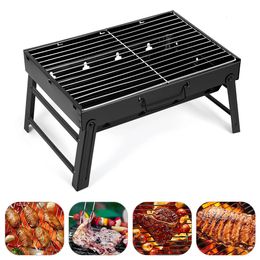 Portable BBQ Charcoal Grill Stainless Steel Small Mini BBQ Tool Kit Outdoor Cooking Camping Picnic Beach Portable BBQ 240409