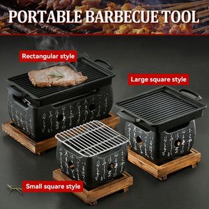 Portable BBQ Grill coréen japonais alimentaire charbon de bois Barbecue cuisinière cuisson maison en plein air Camping pique-nique réutilisable Grill boîte 240308
