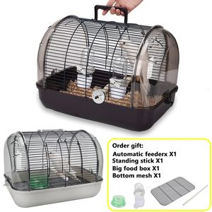 Cage de Transport d'oiseaux Portable, perroquet pour animaux de compagnie avec mangeoire, transparente et détachable, petites fournitures d'extérieur 231225