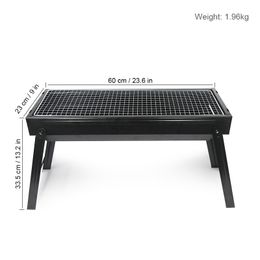 Draagbare zwarte barbecue grill buiten picknick kookgerei metaal opvouwbare bbq grill zelfrijdende geschenken b6