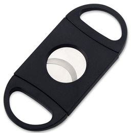 Portable Autres accessoires pour fumeurs Plaqué noir Double lames Cigar Sharp Cutter 9 * 4cm Mini Gadgets de poche Couteau à cigares en acier inoxydable