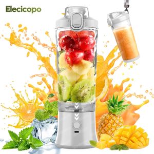 Draagbare blendermixer 600 ml elektrische sapcentrifuge Fruit Miniblender 6 messen voor shakes en smoothies Juicer Sport Outdoor Reizen 240226