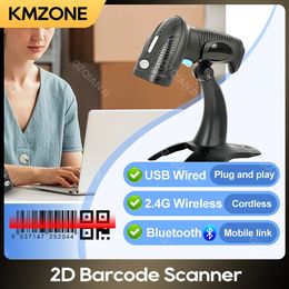 Lecteur de balayage d'écran Portable Bluetooth 2D QR Image PDF417, Scanner de codes à barres Laser 1D sans fil pour WindowsAndroid 240318