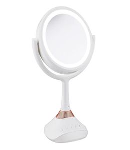 Lecteur de musique Bluetooth portable LED double face 360 Vanity Makeup Mirror Chambre Rasage Miroir 5X Magnification8328452