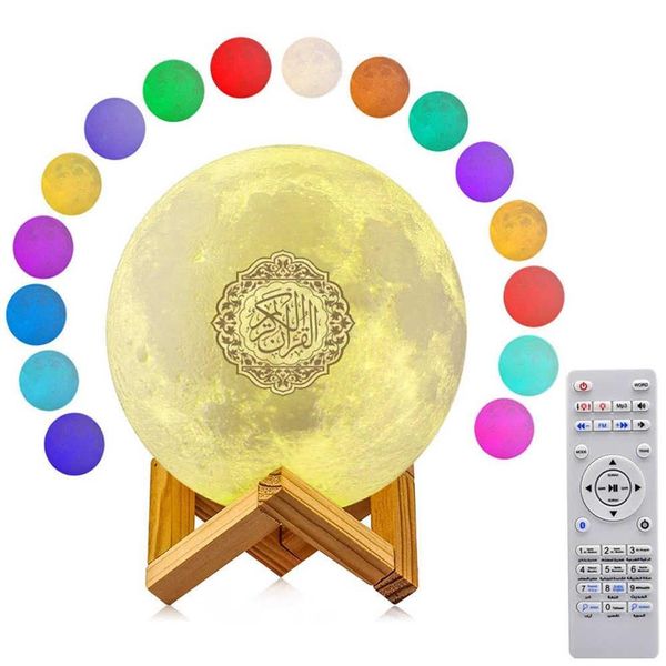 Portable Bluetooth veilleuse lune lampe coran haut-parleur Veilleuse Coranique islamique musulman cadeau décoration de la maison Y0910279P