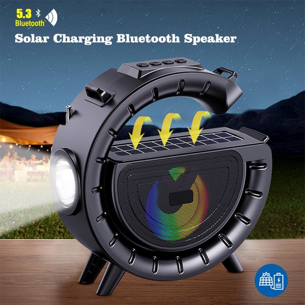 Haut-parleur Bluetooth Portable, lampe de poche, charge solaire, haut-parleur Bluetooth pour l'extérieur, son enfichable sans fil pratique