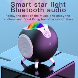 Haut-parleur Bluetooth portable Projection d'étoiles RVB Veilleuse Connexion Bluetooth Manipulation de la télécommande La lumière LED peut être désactivée Éclairage d'ambiance romantique