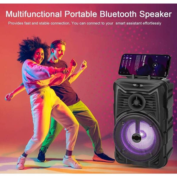 Altavoz Bluetooth portátil con luces de ritmo multicolor RGB, hasta 8 horas de tiempo de juego, impermeable IPX5, sonido HD, maridaje TWS - altavoces inalámbricos para la fiesta en el hogar al aire libre