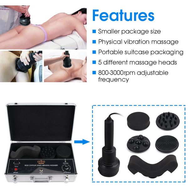 Masseur corporel portable Machine G5 Vibration Muscle Relexing Physique 5 Têtes de massage Valise Paquet Salon Minceur Machine