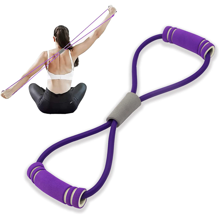 Bandas elásticas de resistência para yoga para escultura corporal portátil com 8 palavras Expansor de peito Puxar corda para treino muscular Fitness Bandas elásticas de borracha para esportes