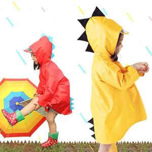 Draagbare jongens meisjes winddicht waterdicht draagbare poncho kinderen schattig dinosaurusvormige capuchon kinderen geel rode regenjassen DH07524031449