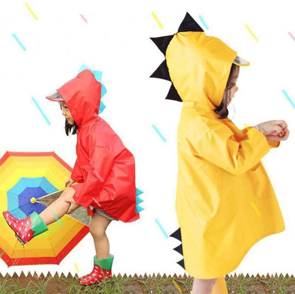 Portable garçons filles coupe-vent imperméable portable Poncho enfants mignon dinosaure en forme de capuche enfants jaune rouge imperméables DH07524031449