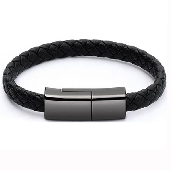 Bracelet portable Câbles USB Type-C Câble micro USB de type C Adaptateur de chargeur de synchronisation de données tissé en cuir pour téléphones Android Samsuang S20 S10 S9 S8 Note 10 Design à la mode