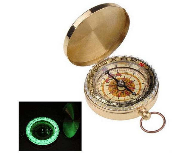 Portable Brass Pocket COMPASS Sports Camping Randonnée Portable Brass Pocket Fluorescence Compass Navigation Camping Outils HOTSELL1