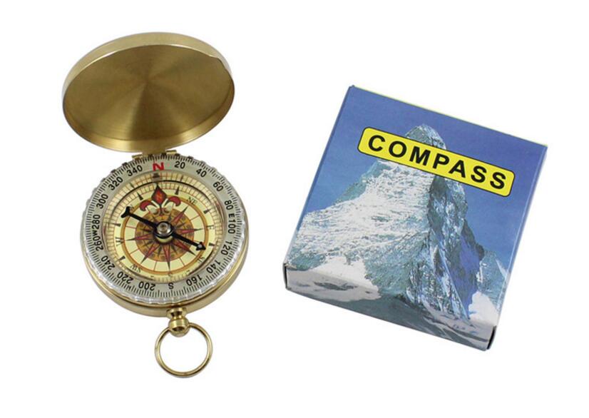 Portable Brass Pocket COMPASS Sports Camping Hiking Portable Brass Pocket Fluorescence Compass Navigation Camping Tools