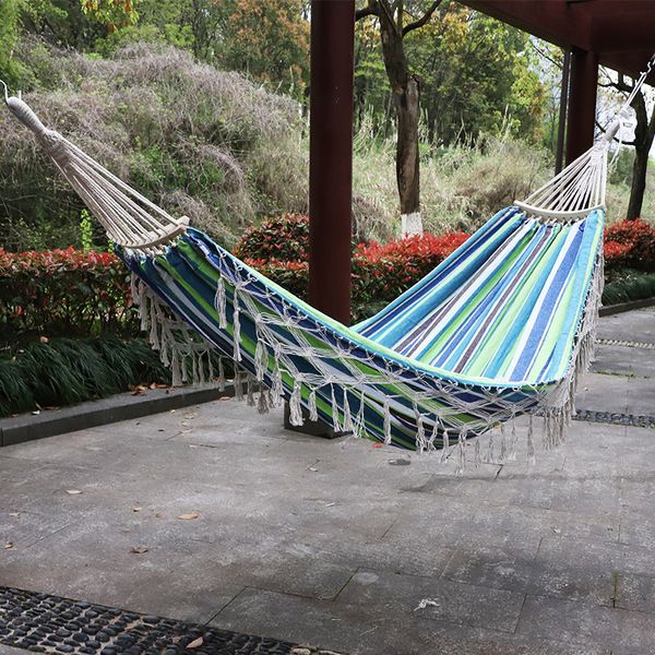 Cama portátil de dos personas brasileñas para el porche para el porche al aire libre y el interior de la tela de algodón tejido suave