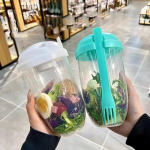 Portable Breakfast Cups Granen Noot Yoghurt Salad Cup Container Set met vork saus Cup Flessen opslag Bento Box Lunch Box