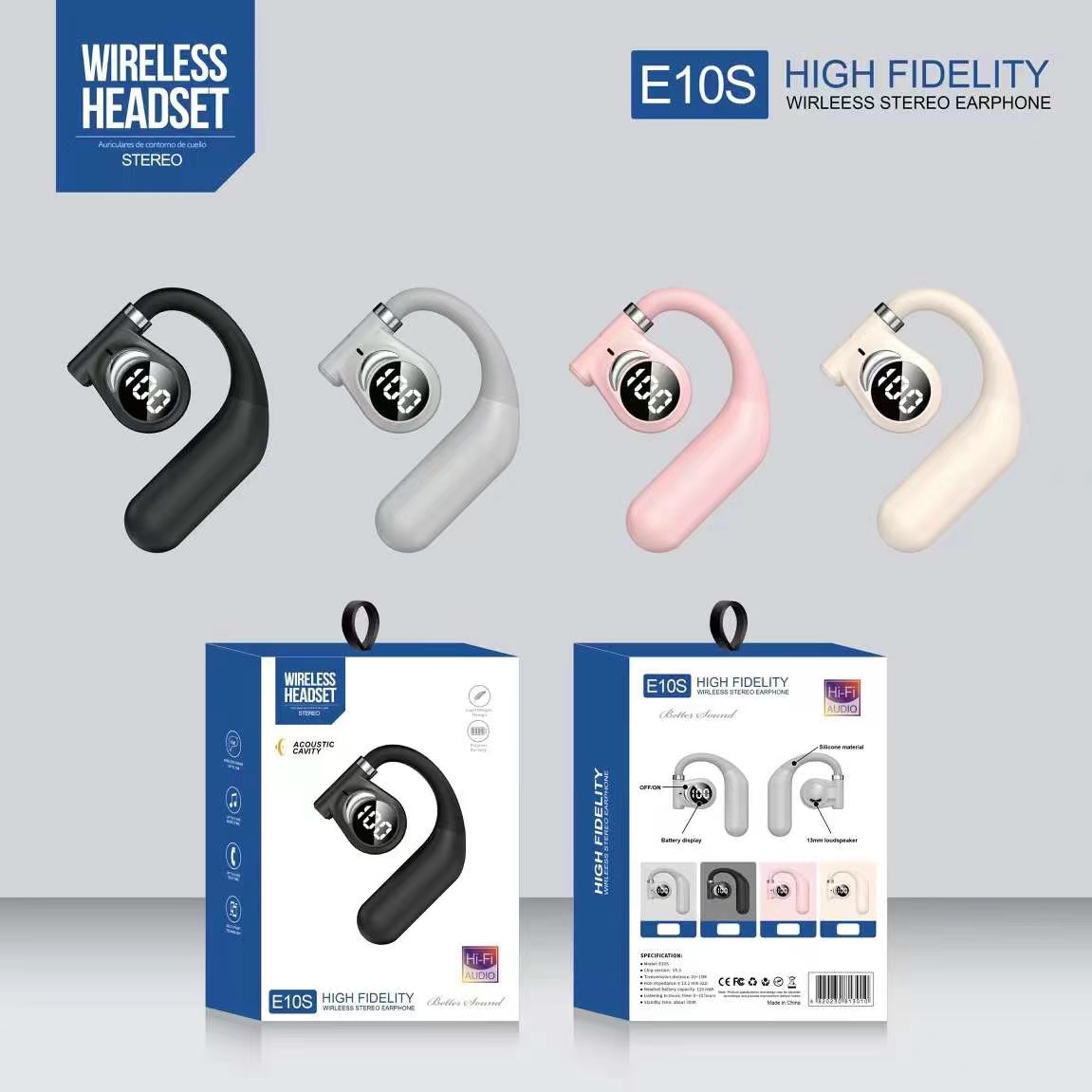 Przenośne biznesowe słuchawki Earhook Pojedyncze słuchawki Bluetooth 5.0 z cyfrowym wyświetlaczem telefonu komórkowego