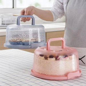 Portable Cake Storage Box Multicolor Blue Green Pink Round Birthday Food Fruit Fruit Dessert Baking Container Holder Case 231221