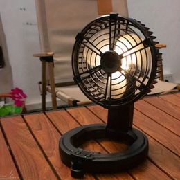 draagbare camping opvouwbare ventilator met led-lantaarn 5200 mAh oplaadbare batterij-aangedreven ventilator met ophanghaak voor tentauto RV orkaan nooduitval overlevingskit