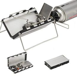 Cuisinière à gaz de Camping Portable, mini Cassette pliante coupe-vent 2600W, fournitures d'extérieur pliables 231226