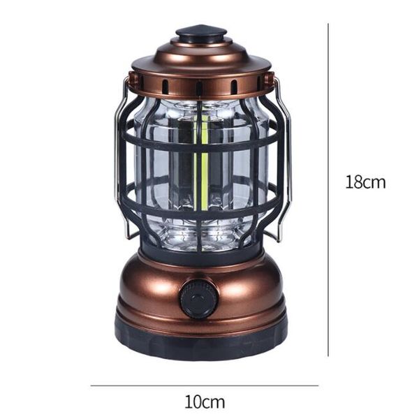 Lanterne de camping portable camping en plein air lampe de randonnée lanternes à gradation vintage lampes de poche rechargeables USB lampes COB puissantes lumières