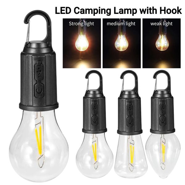 Lampe de Camping Portable 600mAh LED lampe de Camping avec crochet lanterne d'éclairage Portable Type C charge étanche pour la randonnée pêche