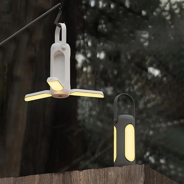 Portable Camping Light Pliant Camping Lampe Stepless Gradation LED Lampe Type-C USB Charge Camping Lanterne Banque D'alimentation Extérieure