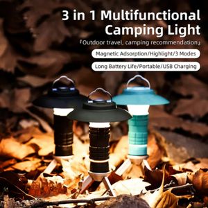 Lampe de camping portable avec USB magnétique rechargeable 3 modes d'éclairage lanterne de camping modèles d'éclairage extérieur lampe de poche led lampe de tente de camping