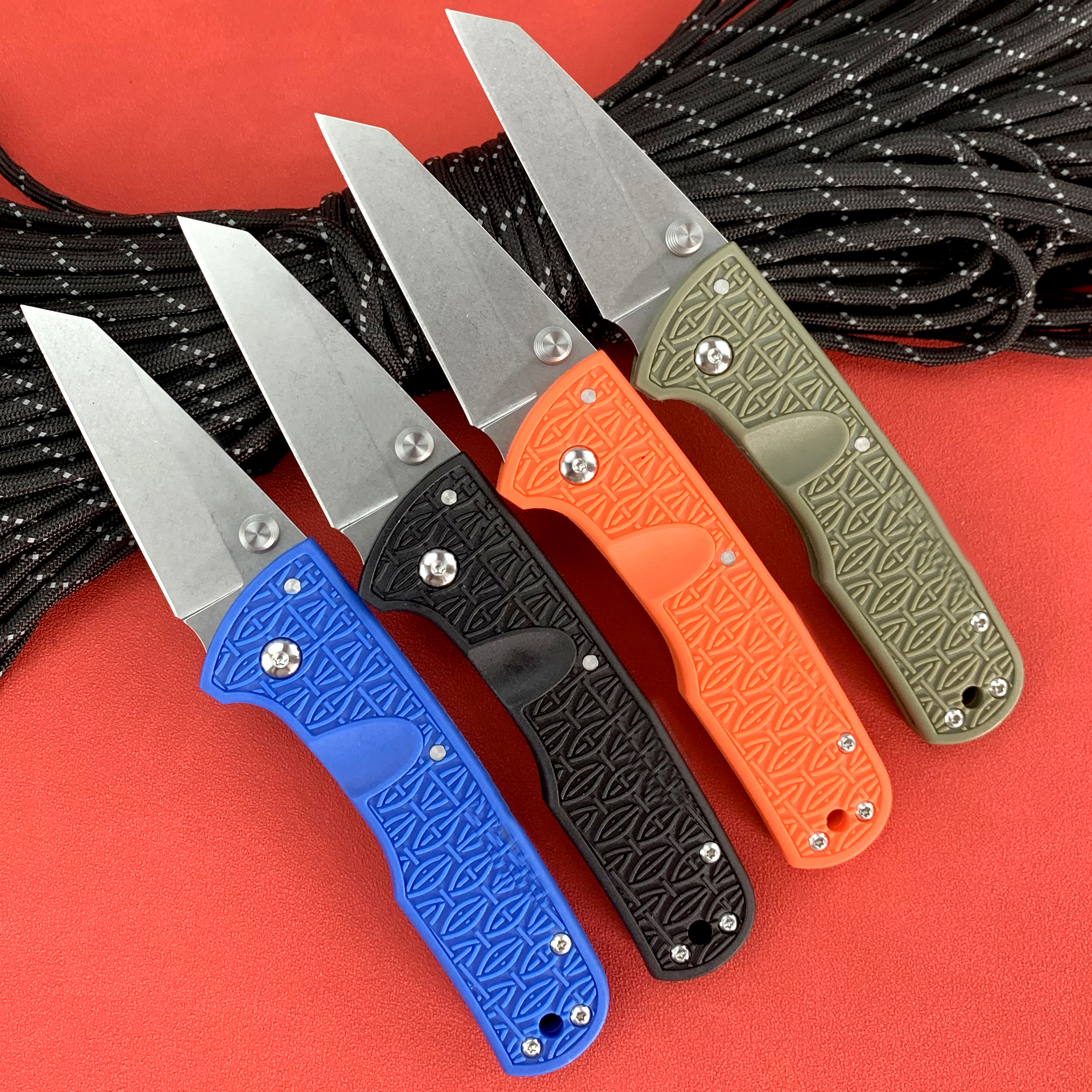 Outils de camping portables couteau de 6,49 pouces couteau pliant de la tortitien noir / bleu / orange / armée en fibre de nylon vert en nylon, lame 8CR13