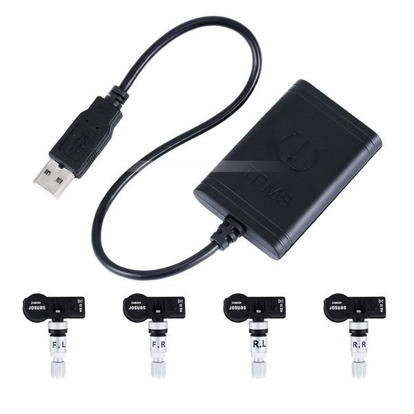 TPMS USB portátil para coche con 4 sensores internos para el sistema de alarma automático de control de presión de neumáticos de radio dvd de coche de posventa